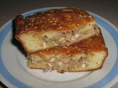 Пирог из жидкого теста с консервой с Пирог из жидкого теста с консервой с