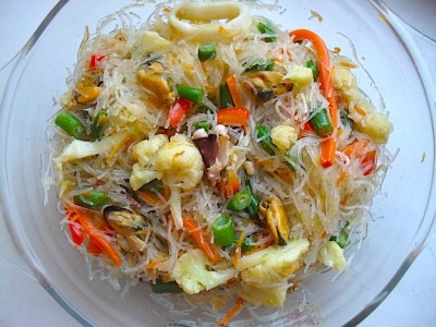 Рисовая лапша с овощами и морепродуктами (фунчоза) : Вторые блюда